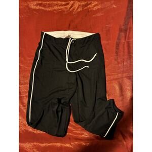 Teamwork Athletic Pants Mens L Black White Piping Drawstring Elastic Waist